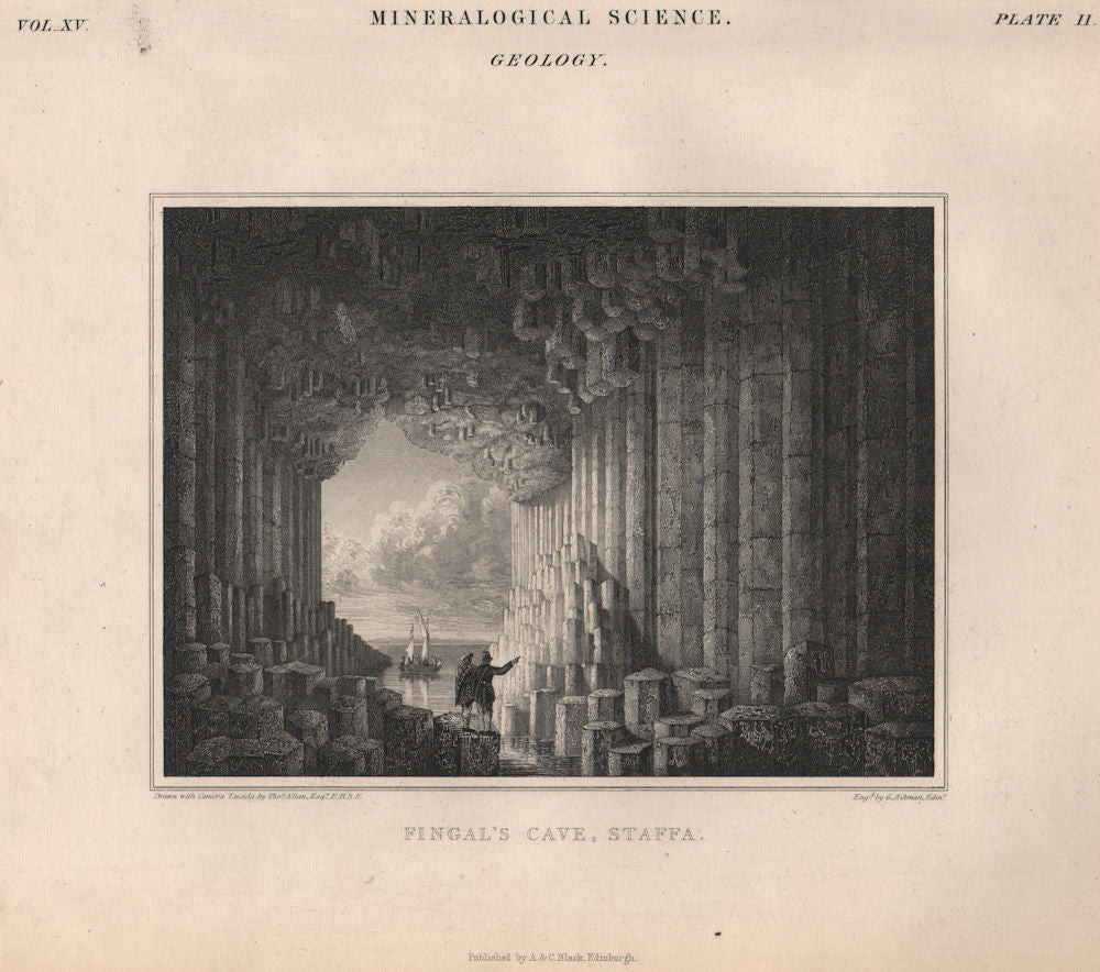 Mineralogical Science. Geology; Fingal's Cave, Staffa. Interior. BRITANNICA 1860